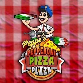 Peppe’s Pepperoni Pizza Plaza slot logo by Pragmatic Play at Stake Casino