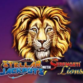 Stellar Jackpots with Serengeti Lions online game logo by Lightning Box Game on stakekasino.eu.com
